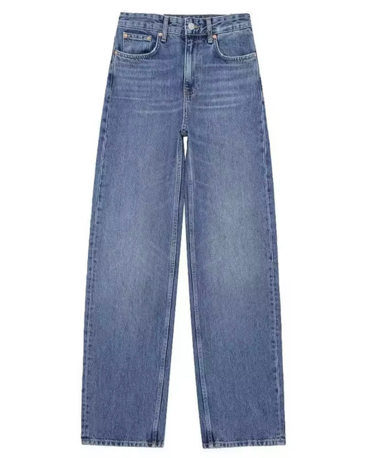 Jeans Wide Leg Tiro Alto