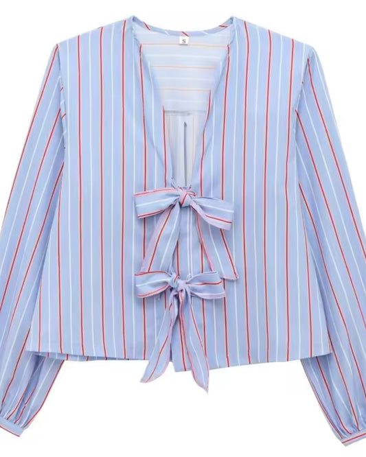 BLUSA A RAYAS CON MOÑOS