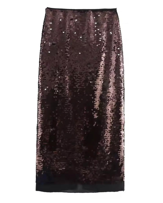 Falda Midi Lentejuelas